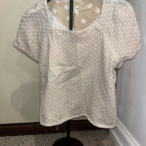 G Parrish X Roolee Beige White Polk a dot crop blouse style neutral size small